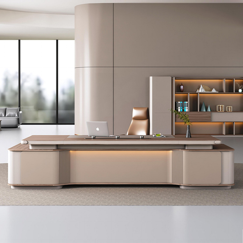 Модель: DBT005 Современный голос-Комбинированный стол и шкаф Control Light Strip Boss, многофункциональная розетка, легкий роскошный и элегантный офисный стол Boss.